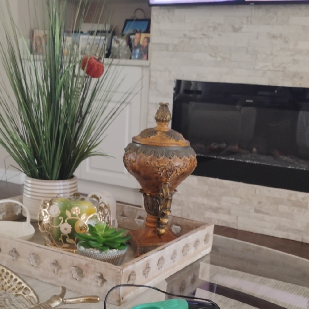 Elegant Brown and Gold Decorative Urn